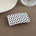Weiß-schwarze Pünktchen Haarspange Detail, koreanischer geometrischer Haarschmuck für Alltag. - Quadratische Klammer / Weiß Gepunktet