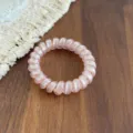 Transparent pink telephone wire hair tie, flexible spiral hair band for daily cute ponytail. - Pink