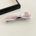 Rosa Satin Schleife Haarspange Detailaufnahme, die zarte Band Textur und Metallanhänger. - Reguläre Passform / Rosa