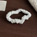 Weißer Seiden Haargummi, reiner Maulbeerseide Haargummi mit elegantem gerafften Design. - S / Weiß