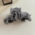 Pinza para el pelo de gasa plisada gris, elegante accesorio de estilo coreano. - Gris