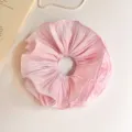 Roze geplooide haarelastiek, grote elegante paardenstaarthouder voor vrouwen en meisjes dagelijks. - Roze