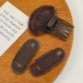 Unsichtbarer Haarwurzel Volumizer Haar Pad Clip Volumenverstärker für das Oberhaar braun - 16# Atmungsaktiv Kaffee Klein 2 Stück + Kaffeebrauner Haarkamm 1 Stück