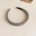 Serre-tête à carreaux noir et blanc style coréen pour femmes, accessoire de cheveux élégant. - Noir à Carreaux