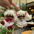 Schattige peul pop handgemaakte tas hanger koppel creatief cadeau rugzak auto decoratie - Koppelstijl meisje beige haar