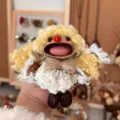 Handmade walnut pod doll bag charm, cute creative crochet and lace pendant ornament. - 黄色头发款