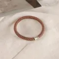 Braided hair tie for women ponytail holder elastic hair band with metal tube detail for daily styling - Dusty Pink