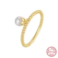 Elegante anello regolabile in argento sterling 925 con perla e design intrecciato donna. - 5 / Stile Aperto Perla Corda Intrecciata (GPR19-14K) / Oro