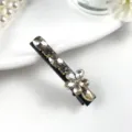 Elegant crystal rhinestone hair clip for women sparkling sweet side duckbill clip hair accessory - Plum Blossom Style - Grey