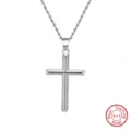 S925 Sterling Silber Kreuz Anhänger Halskette Schlichte Mode Seilkette Schmuck Geschenke - S925 Silberketten-Stil / 1,5mm Kordelkette (45cm) / Weißgold