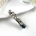Chic sweet crystal rhinestone pearl hair clip duckbill clip for women daily elegant wear. - Four-Leaf Style