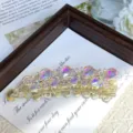 Crystal butterfly hair claw clip detail, elegant rhinestone banana clip for women daily styling. - Butterfly Style in White AB