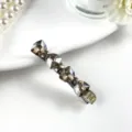 Sparkling crystal rhinestone bow hair clip elegant side hair accessory for women. - Two-Section Style in Grey