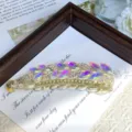Elegant crystal hair banana clip with dazzling rhinestone leaves for daily styling wear. - Wheat Ear Style in White AB