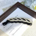 Crystal rhinestone banana hair clip elegant metal ponytail clip for women hair accessories - Wheat Ears with Black Base & Rhinestones