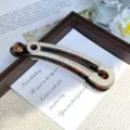 Elegant rhinestone safety pin hair clip luxury banana clip vertical ponytail hairpin. - Paperclips with Brown Base & Rhinestones