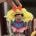 Handmade creative nutshell doll bag pendant cute yarn hair ornament unique car hanging gift - Fine Yellow Hair with Heart Style