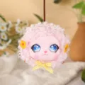 Cute pink plush sheep doll pendant with big blue eyes, perfect for car hanging ornament. - Single Pod / Single Peapod Style - Pink