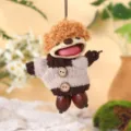 Handmade natural nut shell doll hanging ornament, cute knitted sweater detail, bag charm decor. - Premium Brown Hair Style for Men