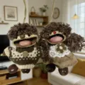Handgemaakte creatieve peul pop koppel tas hanger, schattig pluche auto hangend ornament. - Stijl voor koppel grijs-bruin haar meisje