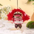 Handcrafted natural nut shell doll hanging pendant cute red hair bag charm wind chime decor - Premium Hair Style 12