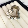 Elegant floral hair claw clip with rhinestones and crystals, perfect for stylish daily wear. - Heart Style / Gray