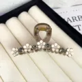 Camellia hair claw clip with rhinestones and white flowers, elegant small shark clip for women. - 6.5 Hanger Style / Gray