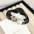 Black hair claw clip with crystal and pearl variant. Elegant hair accessory for women. - Small Cloud Style / Black