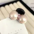 Elegant pearl hair claw clip with pink rhinestones, chic camellia half-tie hair accessory. - Double Pearl Bowknot Style / Pink