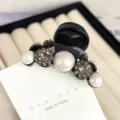 Pearl rhinestone hair claw clip, black floral mini shark clip for women and girls daily styling. - Pearl Medium Claw 4 / White