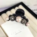 Elegant pearl rhinestone hair claw clip, chic black floral shark clip for women and girls. - Pearl Medium Claw 4 / Pink