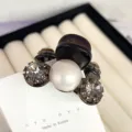 Elegant Camellia Hair Claw Clip with Sparkling Rhinestones and Pearl for Women Daily Styling - Medium Pearl Claw Clip 2 / Black