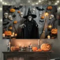 Halloween gruselige Skelett Hexe Wandbehang Tapisserie für Party Heimurlaub Hintergrund - WSHB-06 Stil