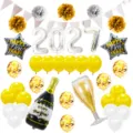 2027 Neujahr Luftballon Set Champagner Flasche Party Dekoration Banner Girlande Deko - Silbernes 2027 Neujahrsset