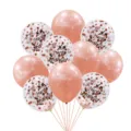 Set de globos de fiesta de cumpleaños en oro rosa con confeti, globos de látex decorativos. - Estilo Lentejuelas HB / Paquete de 10
