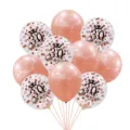 Roségold 30 Geburtstag Party Ballon Set mit Konfetti und Kronen Druck für Deko Feier - Alter 30 Stil / 10er Pack