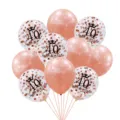 Roségold 40. Geburtstag Ballon Set, Detailansicht von Konfetti und bedruckten Latexballons. - Alter 40 Stil / 10er Pack