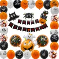 Halloween Ballon Set Dekoration, gruselige Kürbis Geist Spinne Folienballons und Girlande. - Halloween-Kürbis-Schwalbenschwanz-Banner-Set B