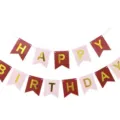Birthday party decoration banner colorful swallowtail paper hanging flags celebration - Small Birthday Fishtail Banner (Burgundy & Pink)