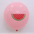 Pink 12 inch latex balloon featuring a cute watermelon print for Hawaiian party decor. - Pink Watermelon / 12 Inch