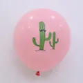 12 inch pink latex balloon with cute cactus print for Hawaiian party decoration. - Pink Cactus / 12 Inch