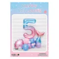 Starry Number 5 Mermaid Balloon Set Party Decoration Blue Pink Gradient Foil Balloons - Starry Sky Number Pillar 5 / 1 Piece