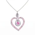 Exquise collier flacon de parfum avec zircon rose pour un style de conte de fées charmant et unique - Colliers bouteille argentée avec cœur rose