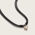 Elegant gold heart cubic zirconia pendant necklace featuring double black braided rope cords. - Black Cord Heart Double-Layer Necklaces / Black