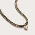 Double braided rope heart zircon necklace stylish minimalist vintage neck chain jewelry - Green Cord Heart Double-Layer Necklaces / Green