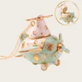 Cute enamel airplane locket necklace with sun moon and star charms gold tone aviation pendant - Openable Small Airplane (JPNK263412QI) / Green