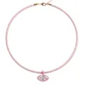 Minimalistische roze koordketting met kristallen hanger detail, elegante 18k vergulde dames sieraden - Pink Marquise
