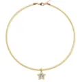 Roestvrij staal 18k vergulde choker ketting met sprankelende kristallen ster hanger voor dames. - Gele pentagram
