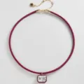 Elegante rode koordketting met geometrische doorzichtige zirkoonhanger en vergulde details. - Paars Vierkant