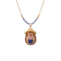 Leuke egel hanger ketting met blauwe kralen en gouden ketting dagelijkse mode sieraden - Bloempot Egel